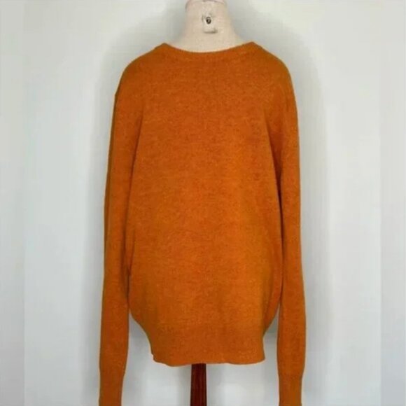 J. Crew Orange Rust 100% Lambs Wool Crew Neck Long Sleeve Sweater Sz Large Tall - Picture 1 of 5